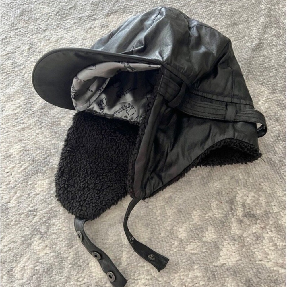 Mad Bomber Vegan Leather Adult Trapper Hat Black Super Soft, Warm Adjustable